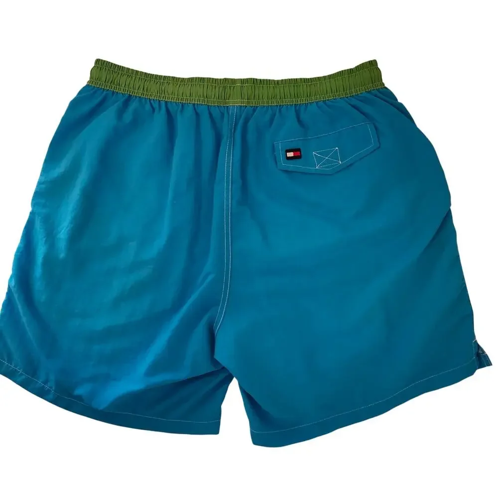 Tommy Hilfiger Swim Trunks Aqua and Bright Green Size Large